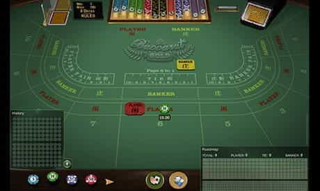 baccarat on a virtual green felt casino table
