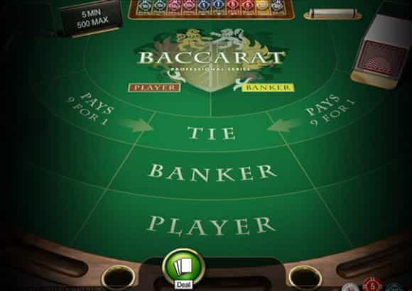 The Baccarat Professional Series online casino game.