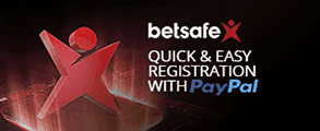 The Betsafe casino logo with the words 'Quick & Easy Registration with PayPal'.