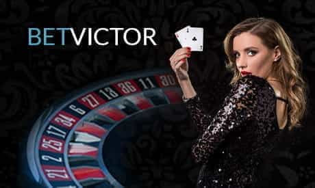 BetVictor logo with a woman holding two aces