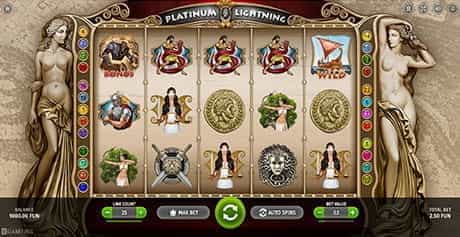 The Platinum Lightning slot game from BGaming with ancient Greek mythological characters