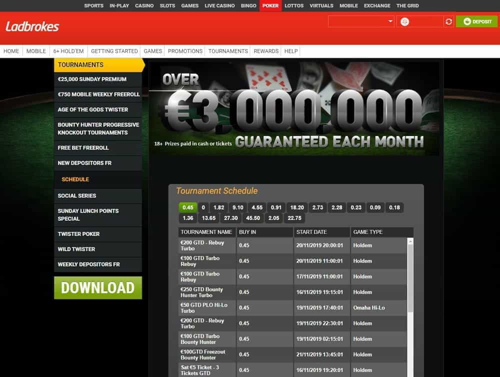 Ladbrokes Poker Review of Games, Tournaments & Mobile App