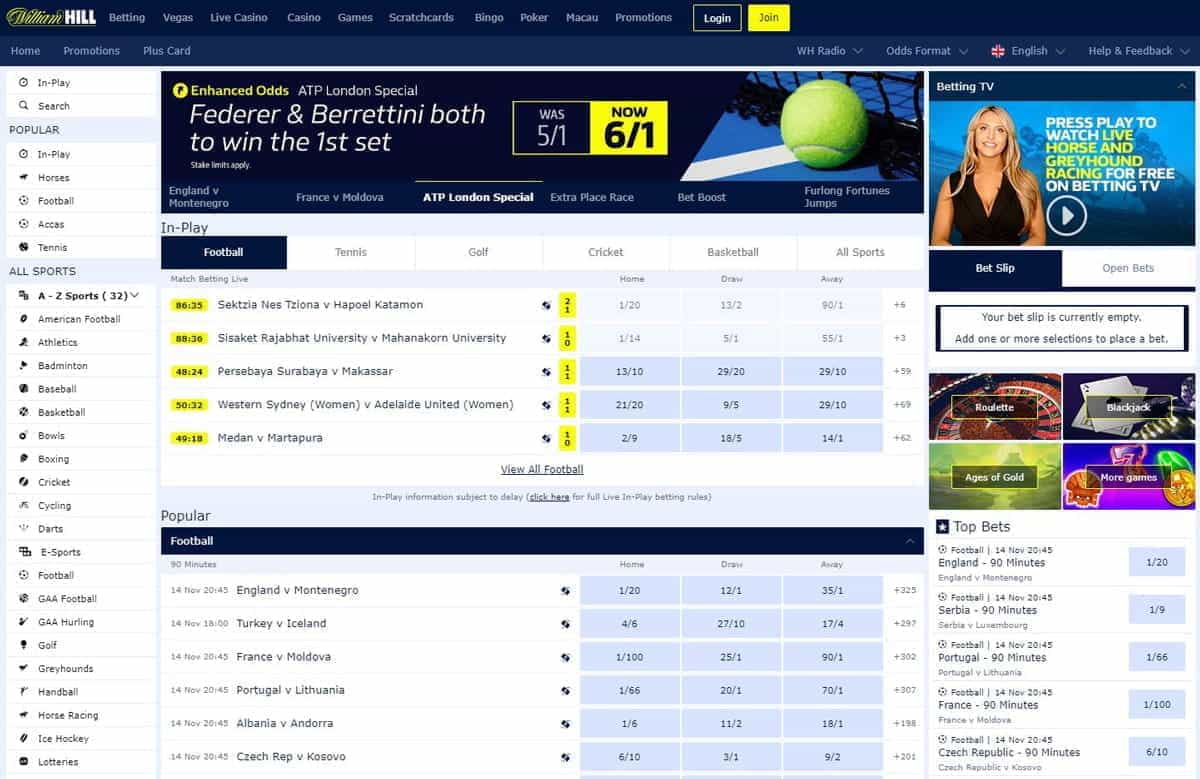 William Hill Sports Betting Markets, Limits, Bonuses and Mobile