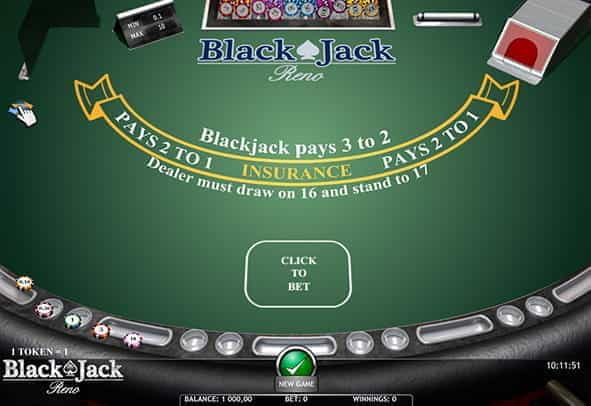 A demo game of Blackjack Reno.