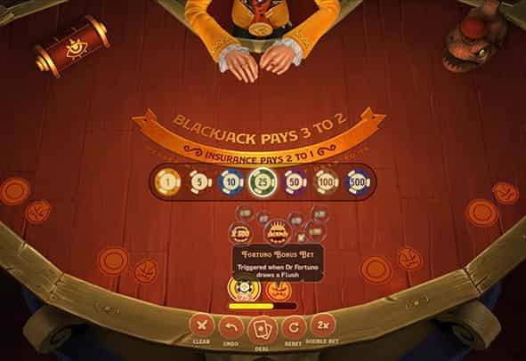 A game of Dr Fortuno Blackjack in progress.