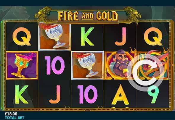 In-game play of the InTouch Games slot, Fire and Gold
