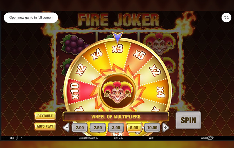Screenshot from the Wheel of Multipliers of Fire Joker