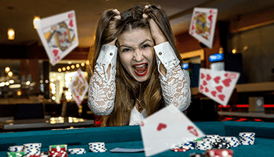Upset gambler after a massive loss.