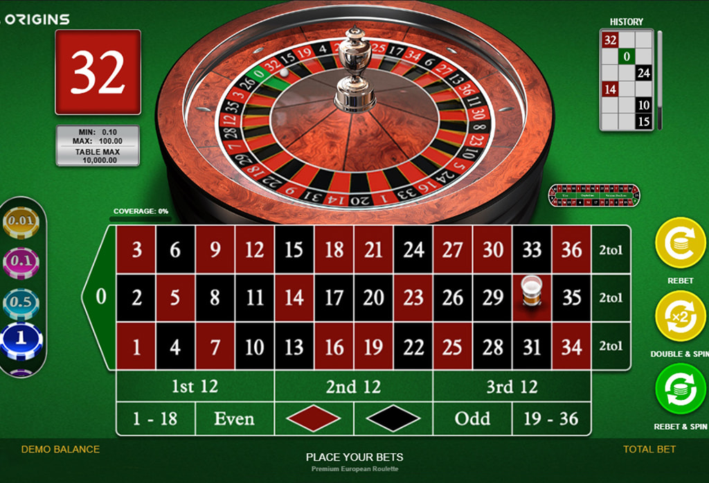 History Panel in Premium European Roulette