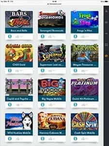 Game Collection on the InterCasino Mobile Site