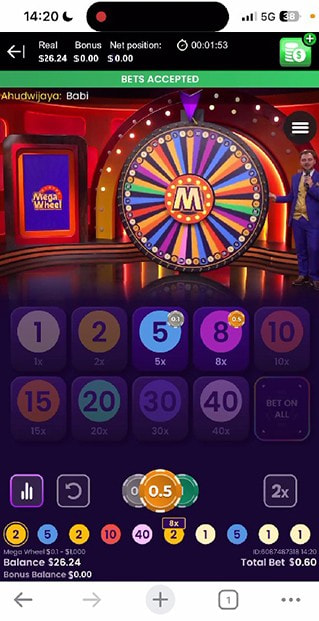 Captura de pantalla de Mega Wheel, Probado para México.
