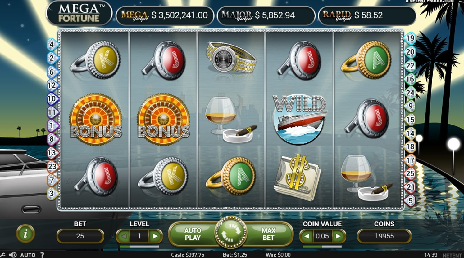 Screenshot from the Mega Fortune Slot by NetEnt