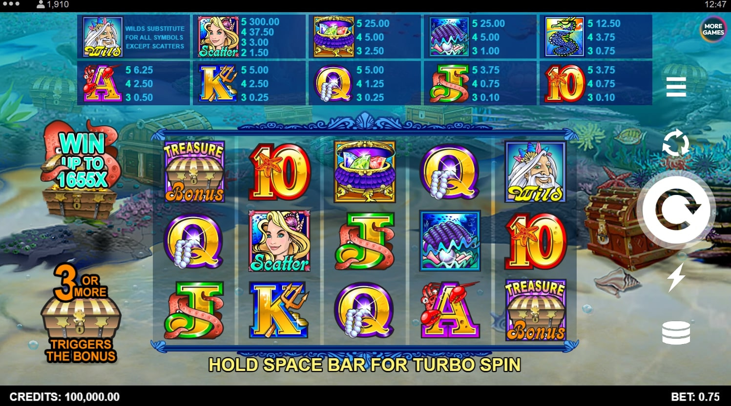Screenshot from the Mermaids Millions Slot by Microgaming