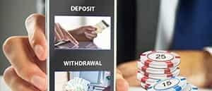 The deposit and withdrawal payments information on a mobile screen.