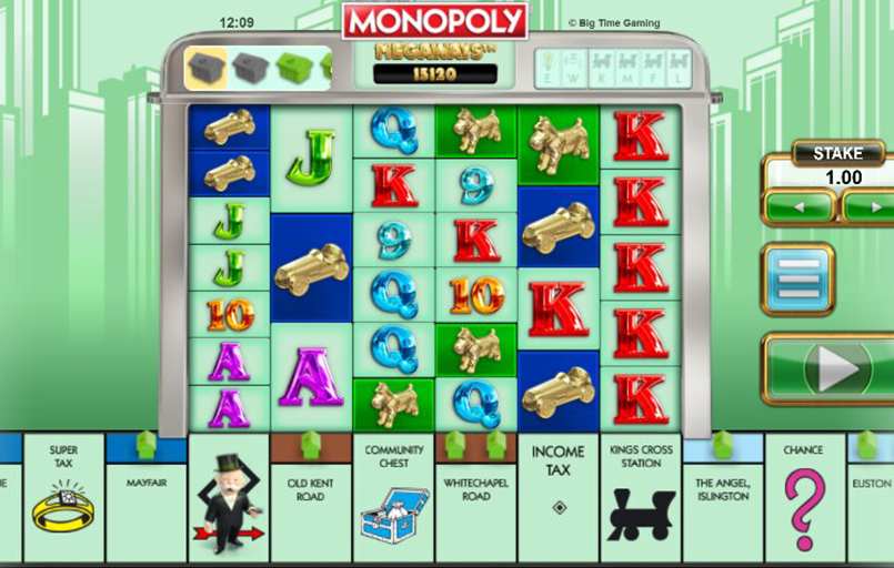 Screenshot from the Monopoly Megaways Slot by Big Time Gaming