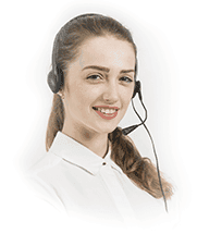 A customer service representative wearing a headset.