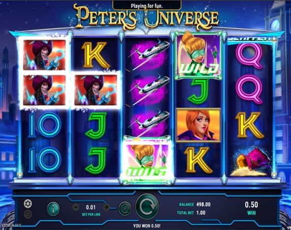 Peter's Universe slot interface and gameplay.