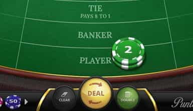 The player bet option in baccarat.