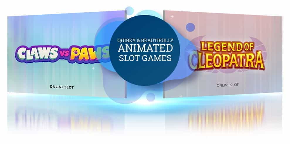 Claws vs Paws and Legend of Cleopatra from Playson with the words 'Quirky & Beautifully Animated Slot Games'.