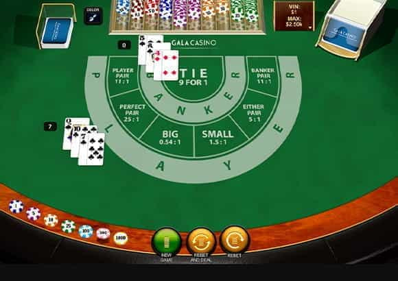The Playtech Baccarat online casino game.