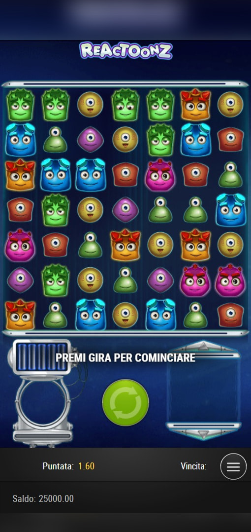 La slot cluster pays Reactoonz da mobile.