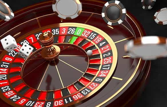 A roulette wheel in a casino.