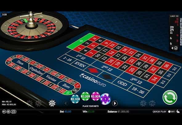 A Low-Roller European Roulette Pro free demo.
