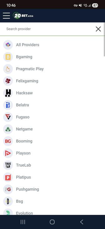 20Bet's Long List of Casino Game Developers