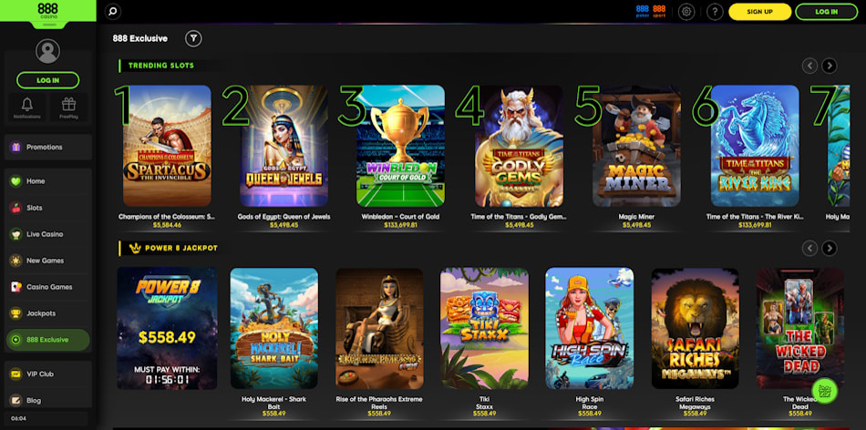 888casino Exclusive Games Lobby