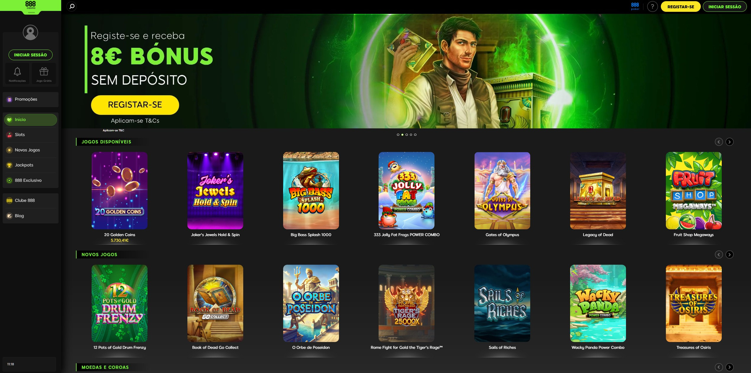 Página inicial do 888casino