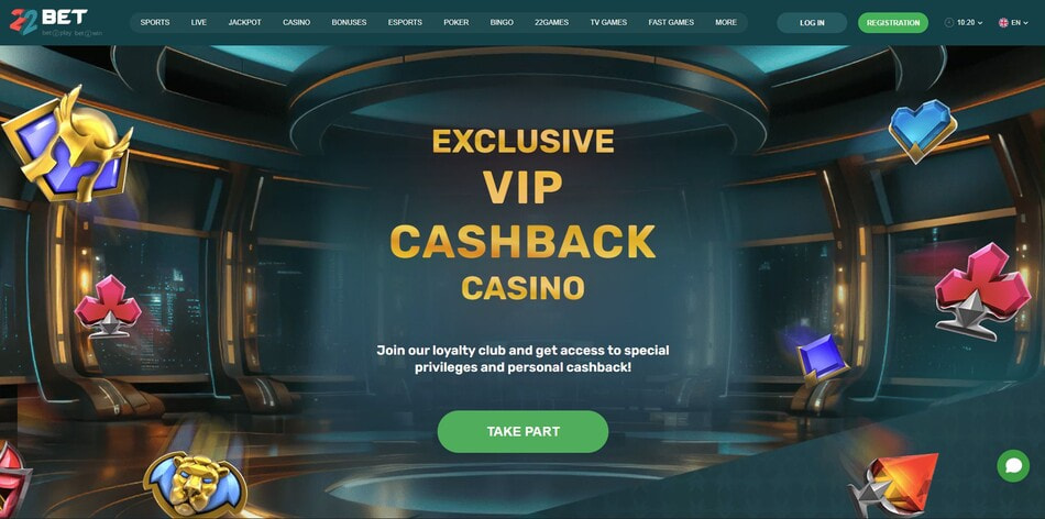 The Exclusive VIP Casino Cashback promotion at 22Bet in Nicaragua