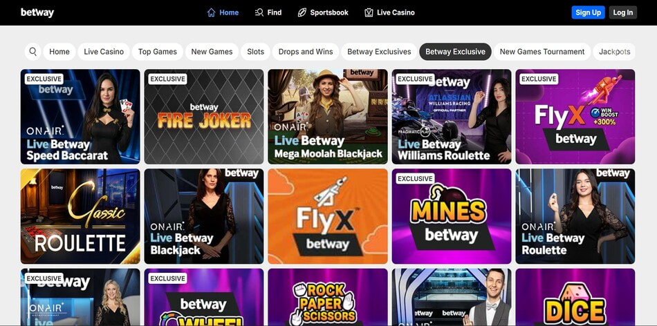The Betway exclusive live casino games