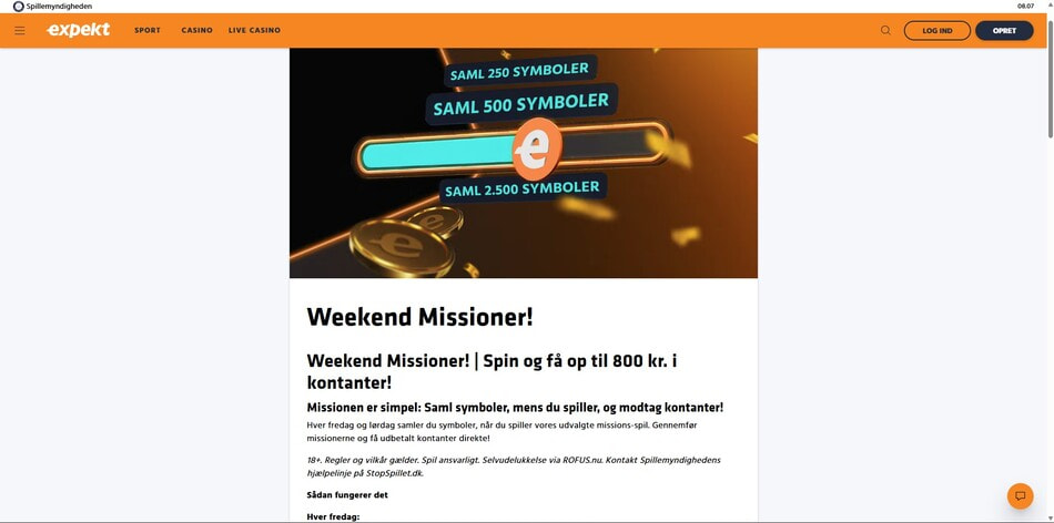 Expekts ugentlige casinomissioner