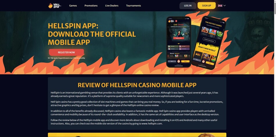 HellSpin's official mobile app for iOS and Android in Croatia