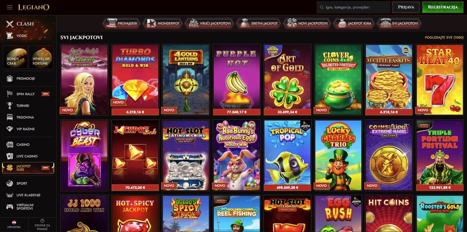 The jackpot slots collection at Legiano in Croatia