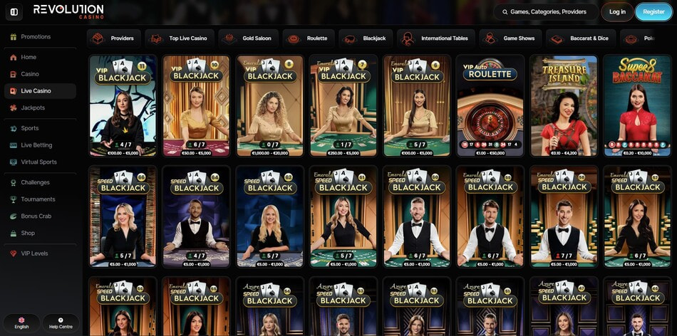 High-stakes live dealer tables at Revolution Casino in Croatia