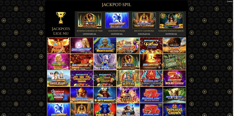 The jackpot slots section at Royal Casino