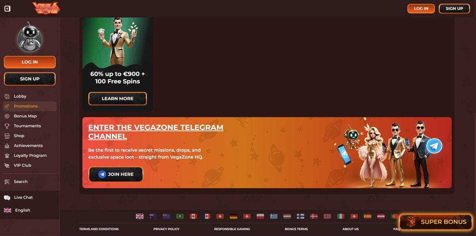 The Vegazone Telegram channel promotion in Croatia