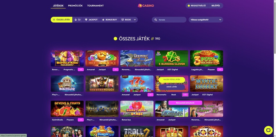 The bonus-eligible game label at xcasino.hu