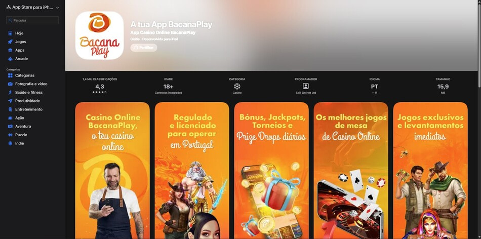 BacanaPlay Casino App's User Rating on the Apple App Store