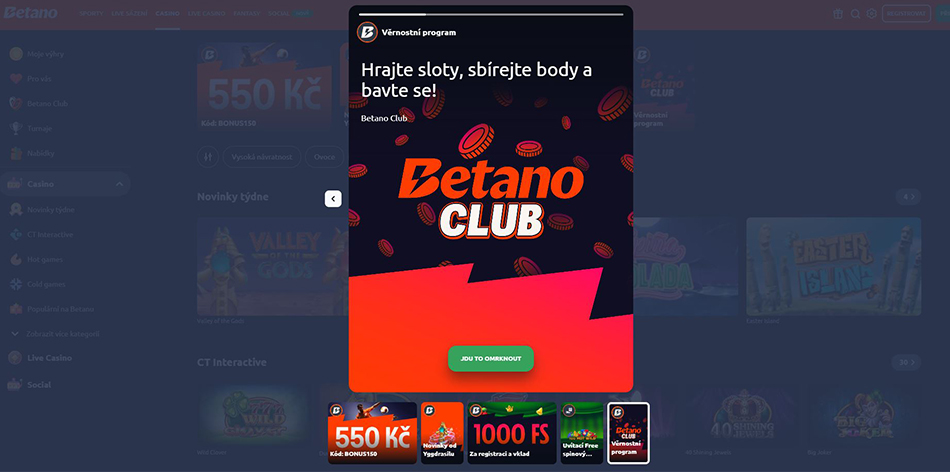 Věrnostní program od casina Betano