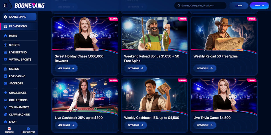 Promotional Offers at Boomerang Casino