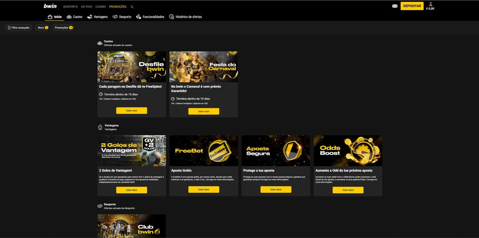 Promoções no casino bwin em Portugal