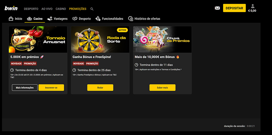 Promoções de casino na bwin