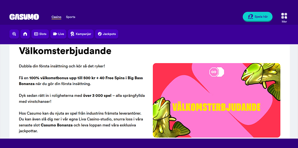 Casumos välkomstbonus
