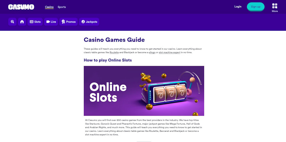 Detailed Game Guides at Casumo