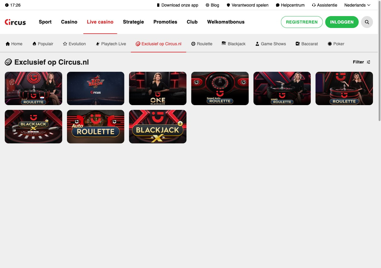 Circus Casino exclusieve Nederlandstalige roulettetafels