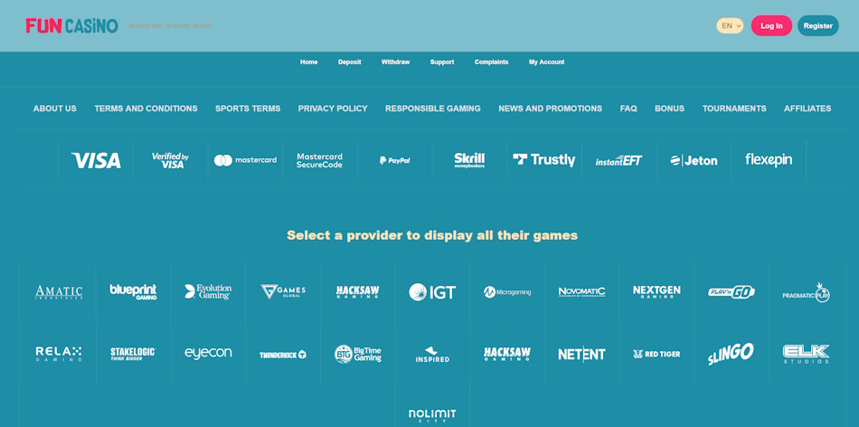 Fun Casino has many payment methods available