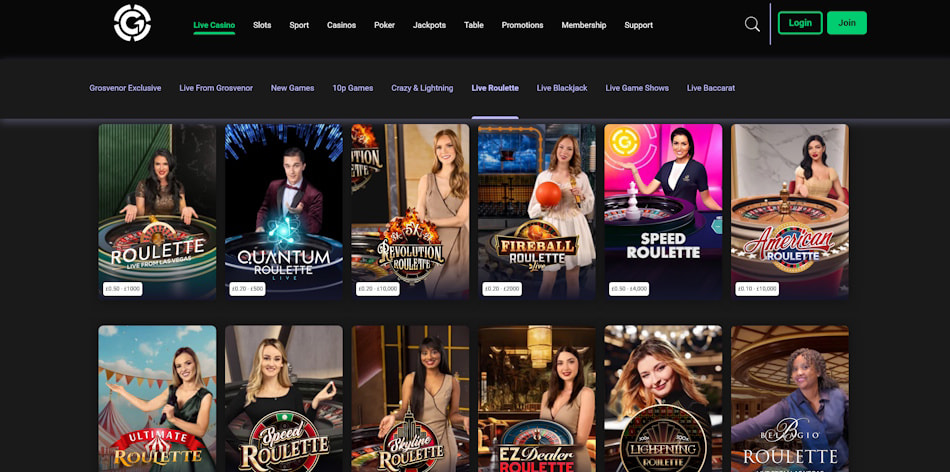 Grosvenor Live Casino Roulette