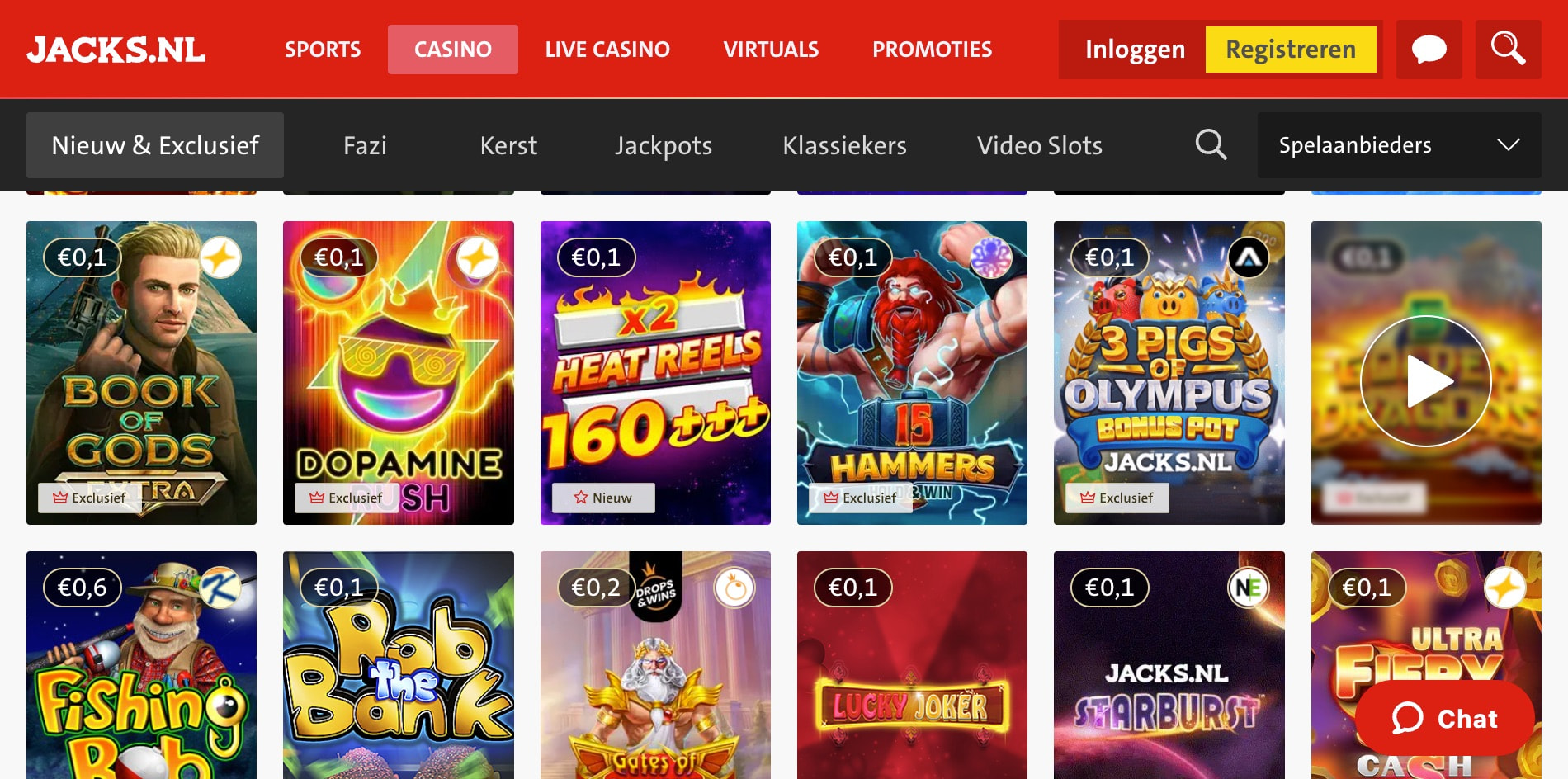 Een selectie van exclusieve gokkasten die alleen bij Jack's Casino te spelen zijn.